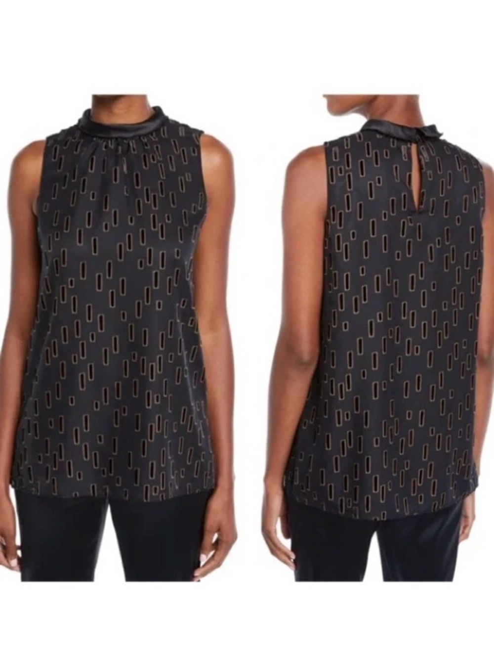 Lafayette 148 Didi Art Deco Geometric Sleeveless Blouse S